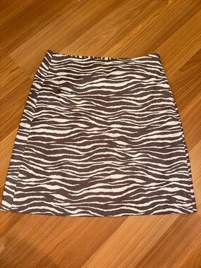 Loft Zebra Print Mini Skirt - Brown & Cream